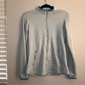 NIKE Dri Fit Lightweight Full Zip Golf Jacket Women Wolf Gray/Flat Silver Small